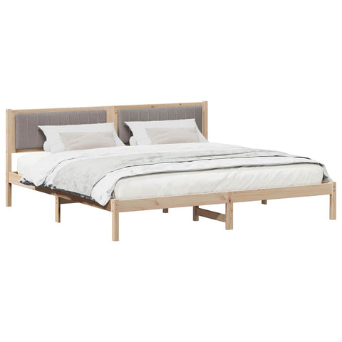 vidaXL Bed Frame with Headboard Taupe 200 x 200 cm Solid Pine Wood