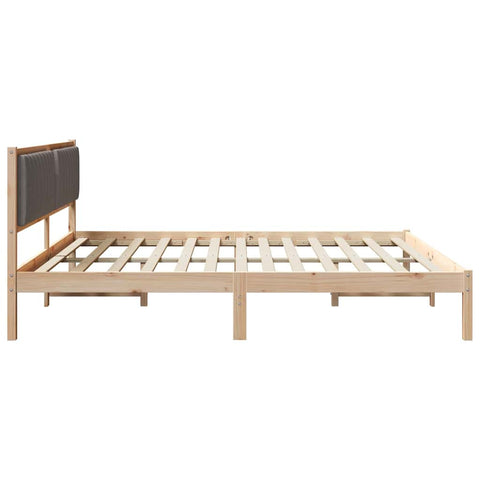 vidaXL Bed Frame with Headboard Taupe 200 x 200 cm Solid Pine Wood
