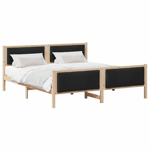 vidaXL Bed Frame with Headboard Black 200 x 200 cm Fabric