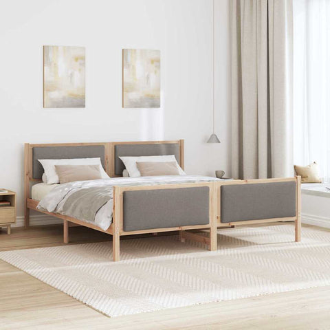 vidaXL Bed Frame with Headboard Taupe 200 x 200 cm Fabric