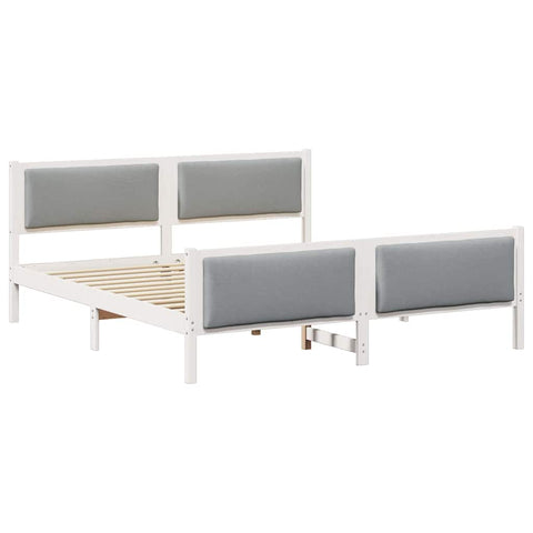 vidaXL Bed Frame with Headboard Light Grey 200 x 200 cm Fabric