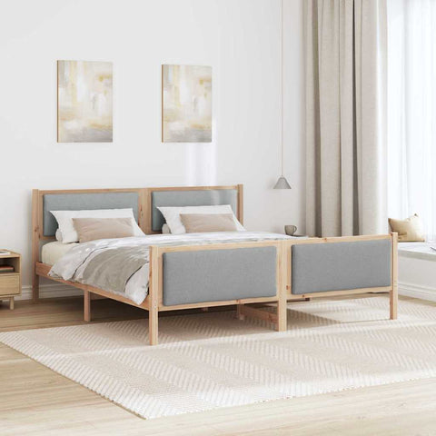 vidaXL Bed Frame with Headboard Light Grey 180 x 200 cm Fabric