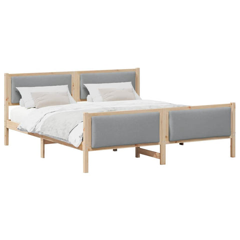 vidaXL Bed Frame with Headboard Light Grey 180 x 200 cm Fabric