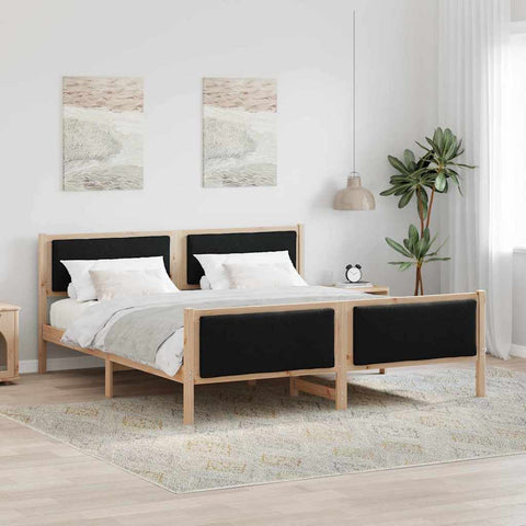 vidaXL Bed Frame with Headboard Black 180 x 200 cm Fabric