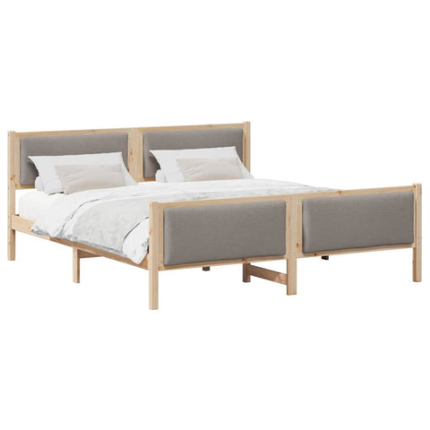vidaXL Bed Frame with Headboard Taupe 180 x 200 cm Fabric