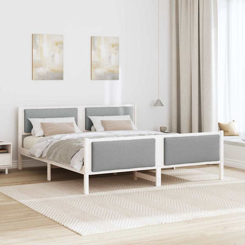 vidaXL Bed Frame with Headboard Light Grey 180 x 200 cm Fabric