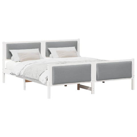 vidaXL Bed Frame with Headboard Light Grey 180 x 200 cm Fabric