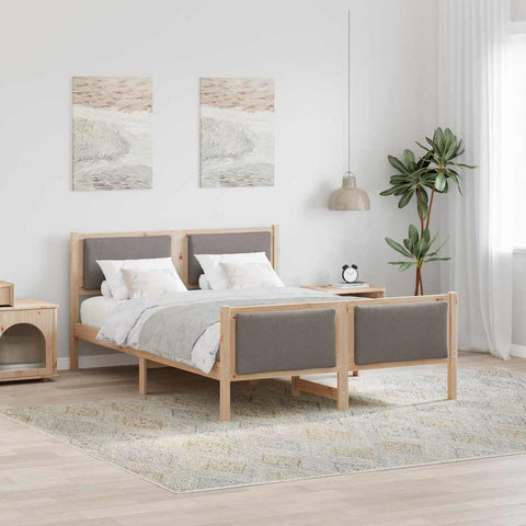 vidaXL Bed Frame with Headboard Taupe 140 x 200 cm Fabric
