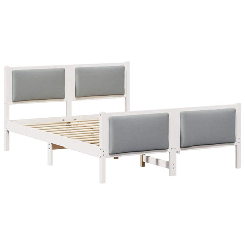 vidaXL Bed Frame with Headboard Light Grey 140 x 200 cm Fabric
