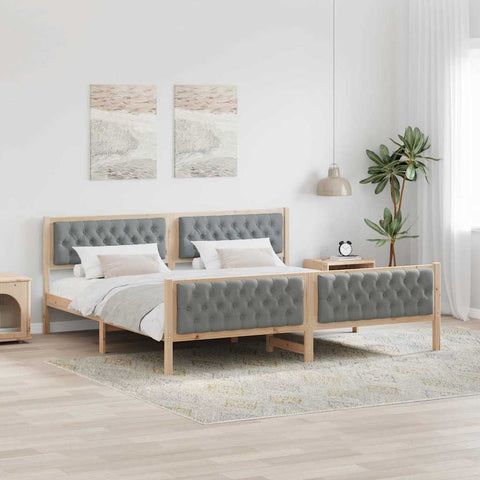 vidaXL Bed Frame Light Grey 200 x 200 cm Solid Pine Wood