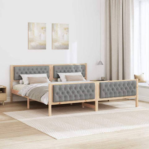 vidaXL Bed Frame Light Grey 200 x 200 cm Solid Pine Wood