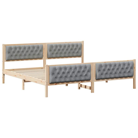 vidaXL Bed Frame Light Grey 200 x 200 cm Solid Pine Wood