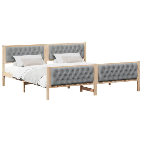 vidaXL Bed Frame Light Grey 200 x 200 cm Solid Pine Wood