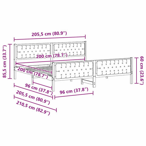 vidaXL Bed Frame Light Grey 200 x 200 cm Solid Pine Wood