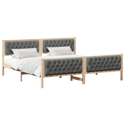 vidaXL Bed Frame with Headboard Dark Grey 200 x 200 cm Solid Pine Wood