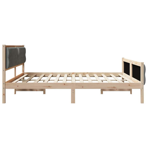 vidaXL Bed Frame with Headboard Dark Grey 200 x 200 cm Solid Pine Wood