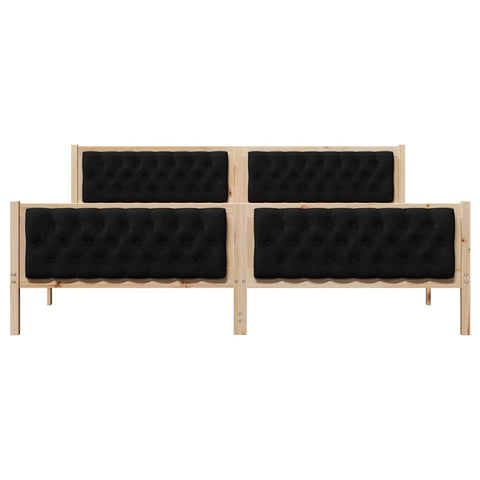 vidaXL Bed Frame with Headboard Black 200 x 200 cm Solid Pine Wood