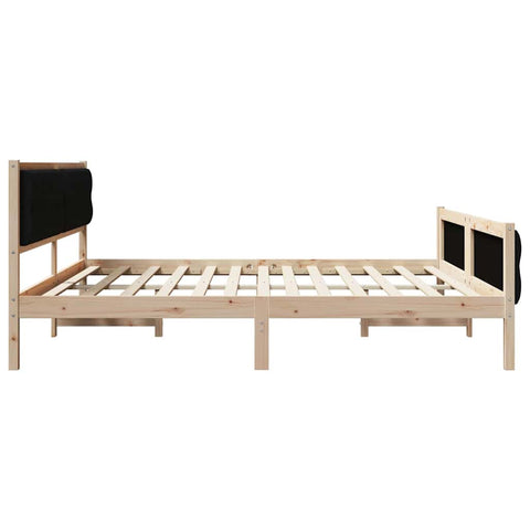 vidaXL Bed Frame with Headboard Black 200 x 200 cm Solid Pine Wood