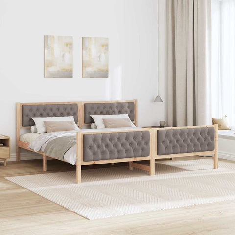 vidaXL Bed Frame with Headboard Taupe 200 x 200 cm Solid Pine Wood