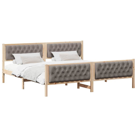 vidaXL Bed Frame with Headboard Taupe 200 x 200 cm Solid Pine Wood