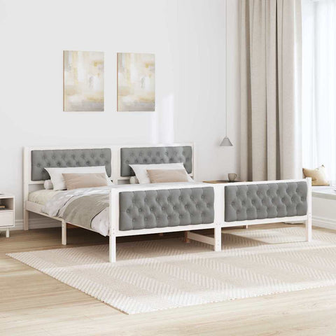vidaXL Bed Frame Light Grey 200 x 200 cm Solid Pine Wood