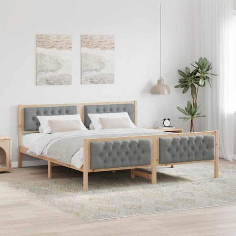 vidaXL Bed Frame Light Grey 180 x 200 cm Solid Pine Wood
