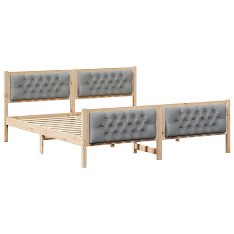vidaXL Bed Frame Light Grey 180 x 200 cm Solid Pine Wood
