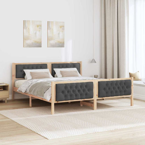 vidaXL Bed Frame with Headboard Dark Grey 180 x 200 cm Solid Pine Wood