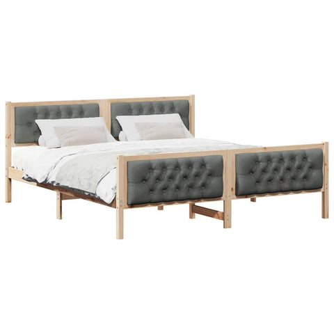 vidaXL Bed Frame with Headboard Dark Grey 180 x 200 cm Solid Pine Wood