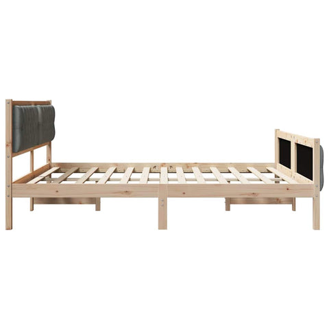 vidaXL Bed Frame with Headboard Dark Grey 180 x 200 cm Solid Pine Wood