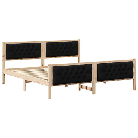 vidaXL Bed Frame with Headboard Black 180 x 200 cm Solid Pine Wood