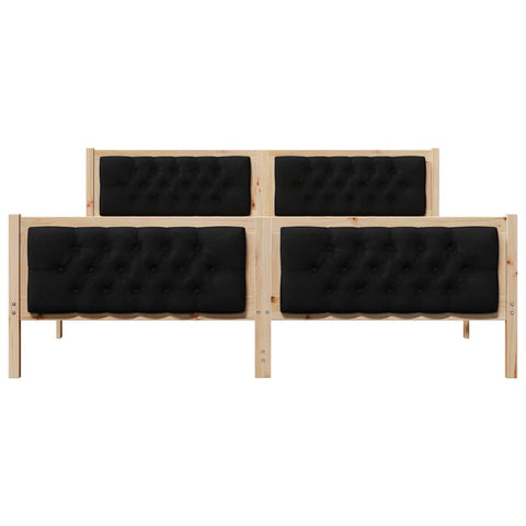 vidaXL Bed Frame with Headboard Black 180 x 200 cm Solid Pine Wood