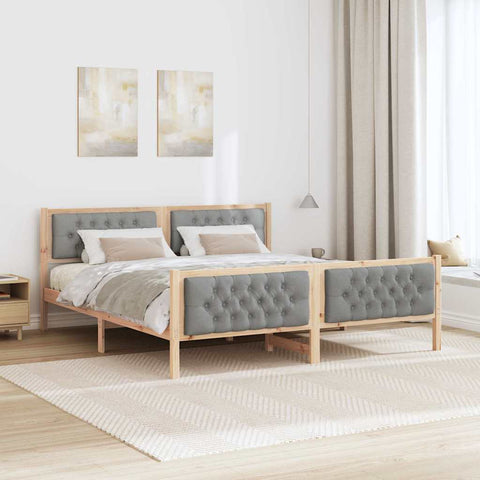 vidaXL Bed Frame Light Grey 160 x 200 cm Solid Pine Wood