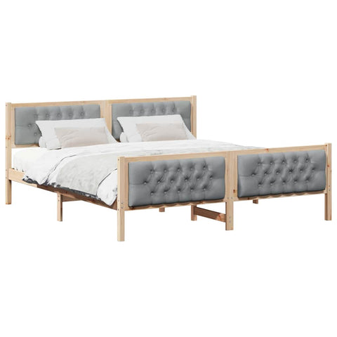 vidaXL Bed Frame Light Grey 160 x 200 cm Solid Pine Wood