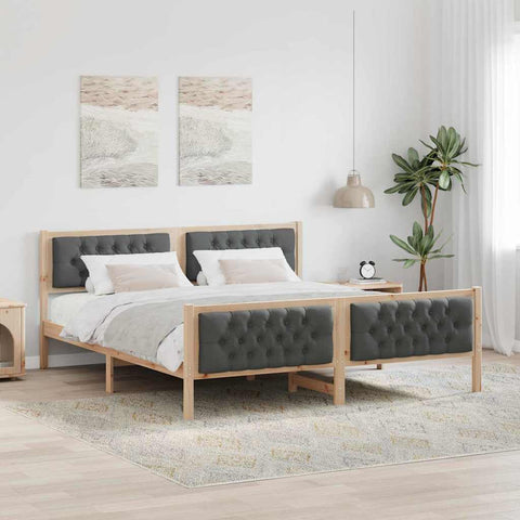 vidaXL Bed Frame with Headboard Dark Grey 160 x 200 cm Solid Pine Wood