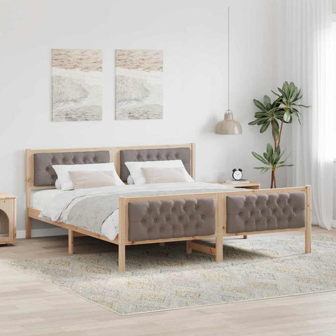 vidaXL Bed Frame with Headboard Taupe 160 x 200 cm Solid Pine Wood