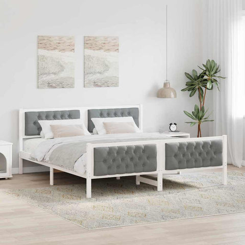 vidaXL Bed Frame Light Grey 160 x 200 cm Solid Pine Wood