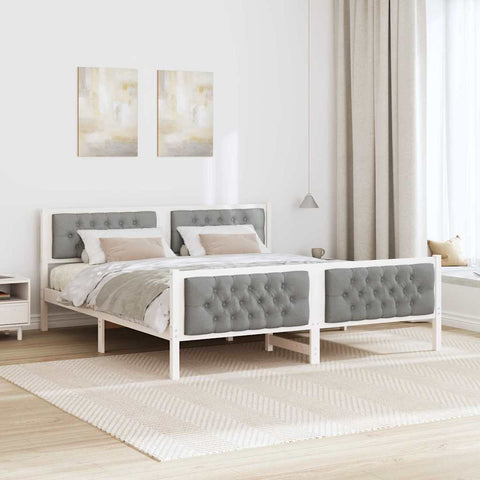 vidaXL Bed Frame Light Grey 160 x 200 cm Solid Pine Wood