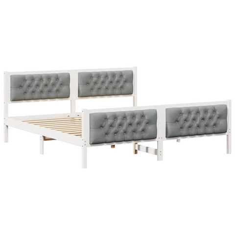 vidaXL Bed Frame Light Grey 160 x 200 cm Solid Pine Wood