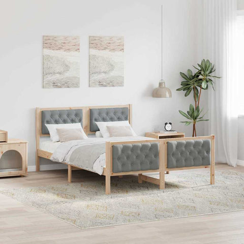 vidaXL Bed Frame Light Grey 150 x 200 cm Solid Pine Wood