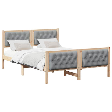 vidaXL Bed Frame Light Grey 150 x 200 cm Solid Pine Wood