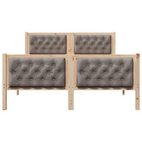 vidaXL Bed Frame with Headboard Taupe 150 x 200 cm Solid Pine Wood