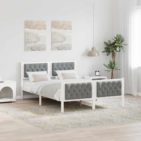 vidaXL Bed Frame Light Grey 150 x 200 cm Solid Pine Wood