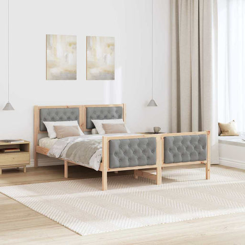 vidaXL Bed Frame Light Grey 140 x 200 cm Solid Pine Wood