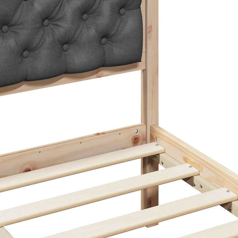 vidaXL Bed Frame with Headboard Dark Grey 140 x 200 cm Solid Pine Wood