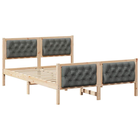 vidaXL Bed Frame with Headboard Dark Grey 140 x 200 cm Solid Pine Wood
