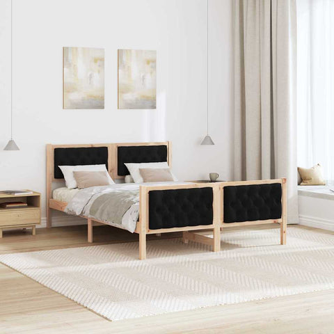 vidaXL Bed Frame with Headboard Black 140 x 200 cm Solid Pine Wood