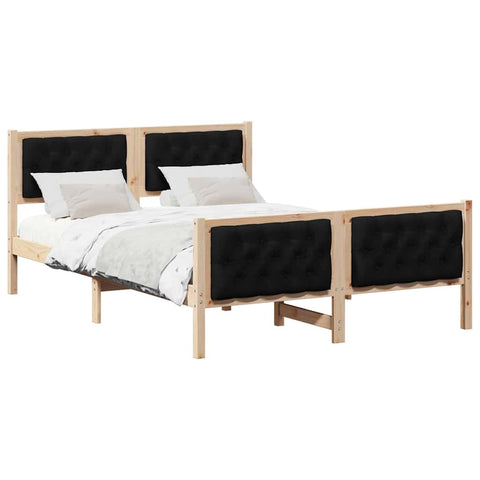 vidaXL Bed Frame with Headboard Black 140 x 200 cm Solid Pine Wood