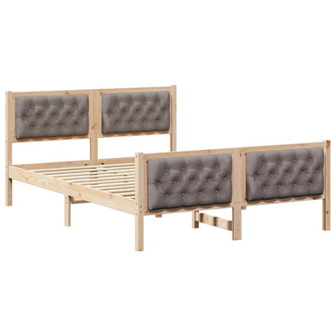 vidaXL Bed Frame with Headboard Taupe 140 x 200 cm Solid Pine Wood