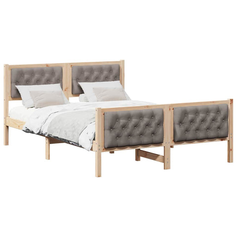 vidaXL Bed Frame with Headboard Taupe 140 x 200 cm Solid Pine Wood